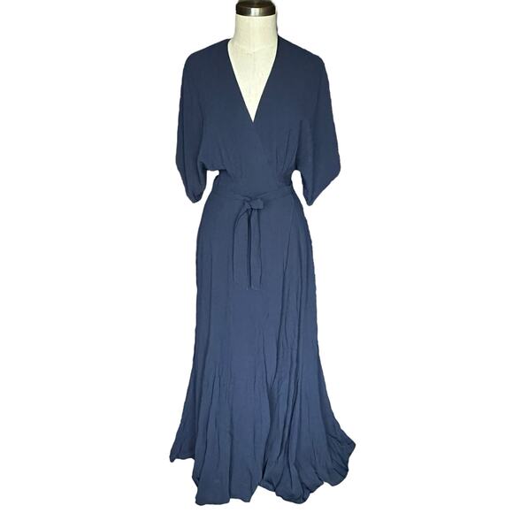 REFORMATION Winslow Navy Wrap Maxi Dress Women's Size Small Bridesmaid Gown - Picture 1 of 8